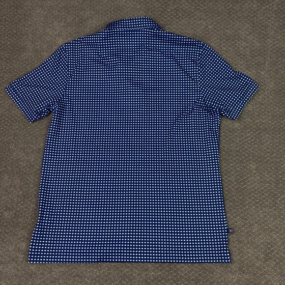 Mizzen + Main Polo Shirt Mens Medium Classic Fit Blue Geometric Golf Performance - Picture 4 of 12